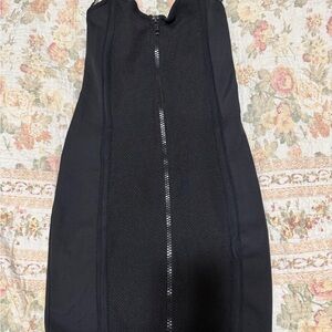 Zara Black Textured Dress with Beaded Trim